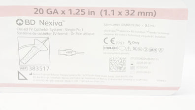 BD 383517 Nexiva Closed IV Cath. System 20GA 1.25Inch 1.1 x 32 mm